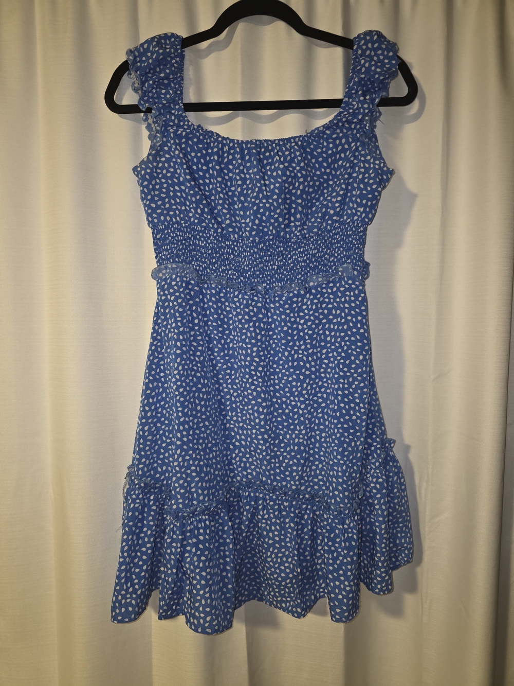 Blue Smocked Ruffle Mini Dress - Picture 2 of 3